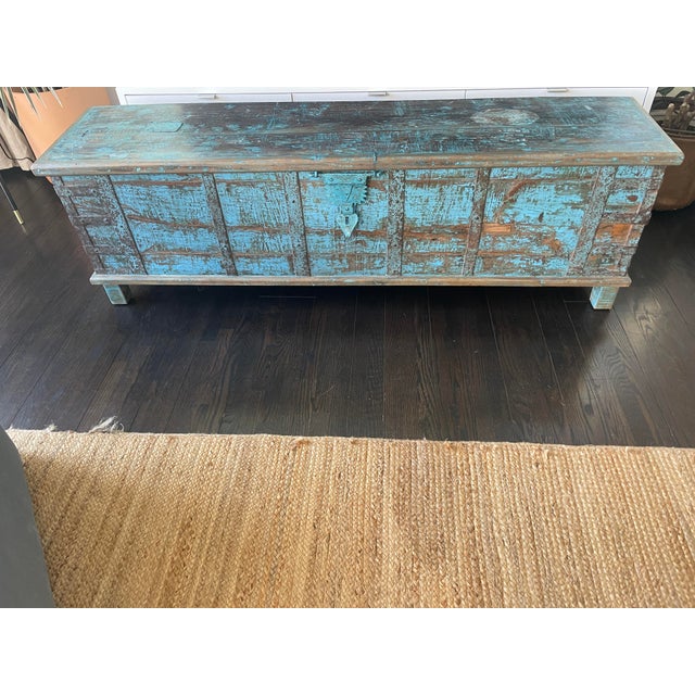 Blue Vintage Chest From India - Hd Buttercup For Sale - Image 8 of 8