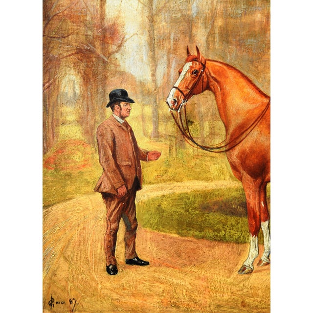 George Paice, Painting Racehorse Mohican, 1887, Framed, 1887, Oil on Board For Sale - Image 4 of 14