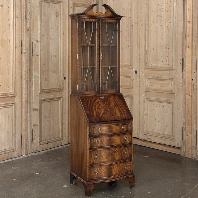 Early 20th Century Antique English Mahogany Secretary ~ Bookcase For Sale - Image 5 of 18