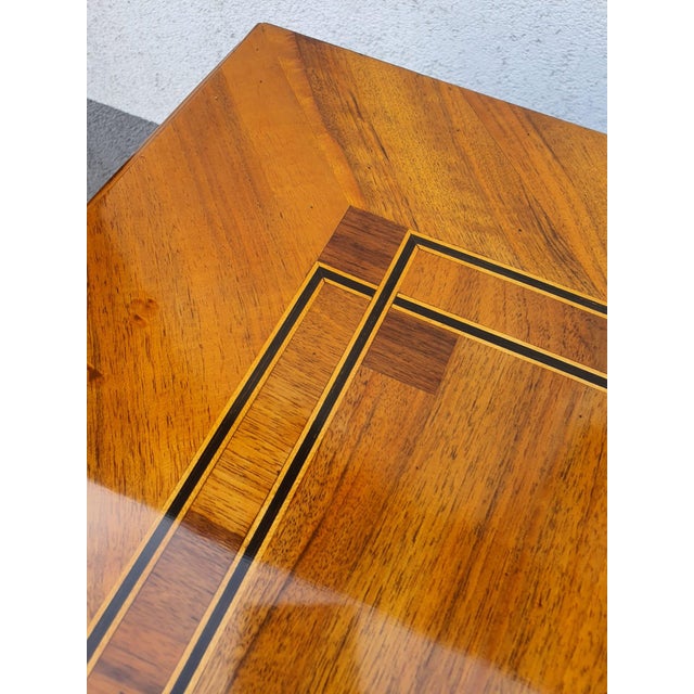 Rare original walnut chest of drawers from the late 18th century, top with three large inlaid panels featuring distinctive...