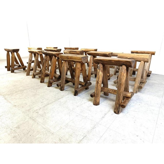 Wood Vintage Wooden Stool, 1970s For Sale - Image 7 of 14