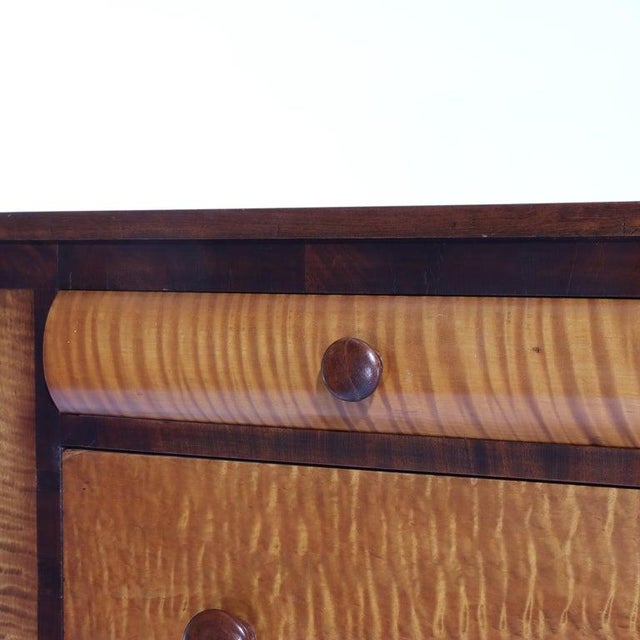 Antique American Empire Ebonized Cherry & Tiger Maple 6 Drawer Chest C1840 For Sale - Image 16 of 18
