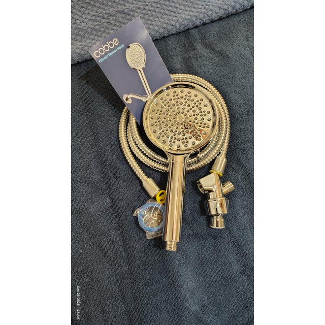 This shower head is complete in the box with all the installation pieces and the instructions. It has features a water...