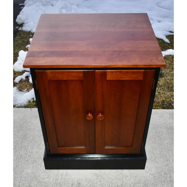 Transitional Vtg. Ethan Allen Black & Cherry Two Door Transitional Style Cabinet For Sale - Image 3 of 13