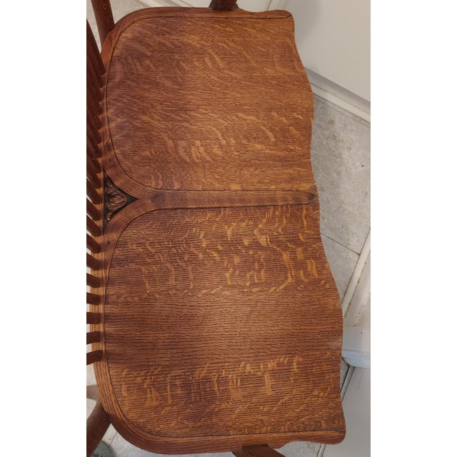 Early 20th Century Early 20th Century Quartersawn Oak 2 Seater Bench For Sale - Image 5 of 7