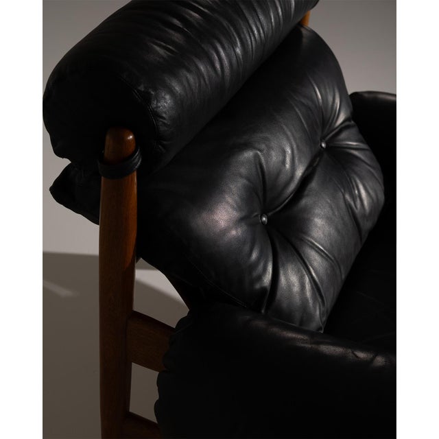 Black Leather Amiral Chair by Eric Merthen, Sweden, 1960 For Sale - Image 10 of 14