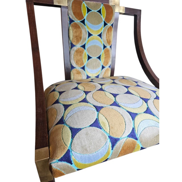 Brown 1960s Mid Century Modern Brass Accented Pair of Chairs For Sale - Image 8 of 9