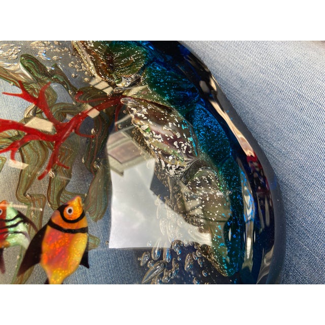 1970s Large 1970s Murano Art Glass Fish Aquarium With Jellyfish Sculpture For Sale - Image 5 of 13