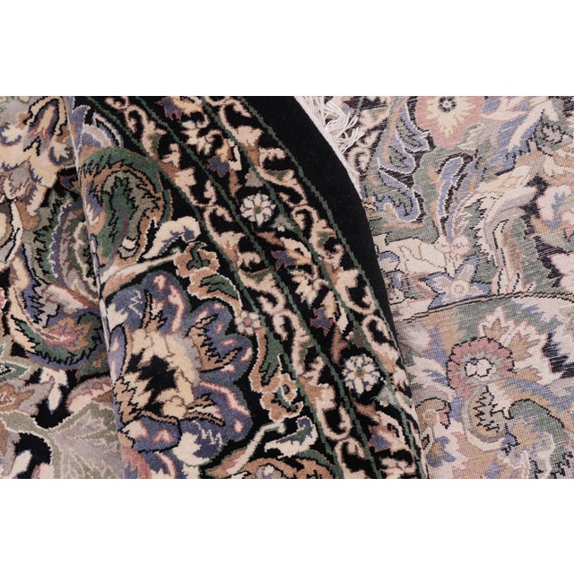Black Shabby Chic Pak-Persian Black/Gray Wool Round Rug- 8'10'' X 9'0'' For Sale - Image 8 of 9