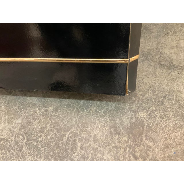 Late 20th Century Postmodern Sofa or Console Table With Mirror Top & Black Lacquered Pedestal Base For Sale - Image 6 of 12
