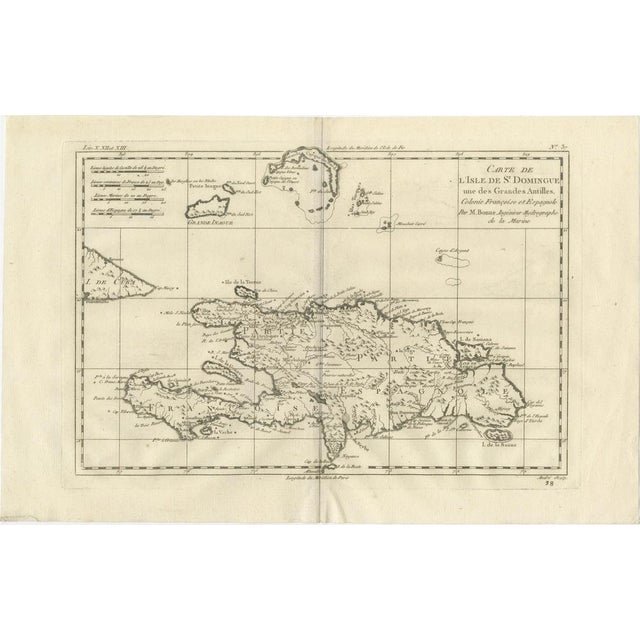 Map of French and Spanish Antilles with Hispaniola St Domingue by Rigobert Bonne, 1780s For Sale - Image 12 of 12