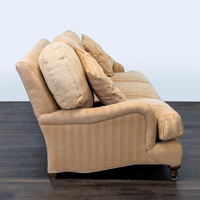 Crate & Barrel Crate & Barrel Essex 3-Seat Beige Striped Sofa With Cushions For Sale - Image 4 of 8