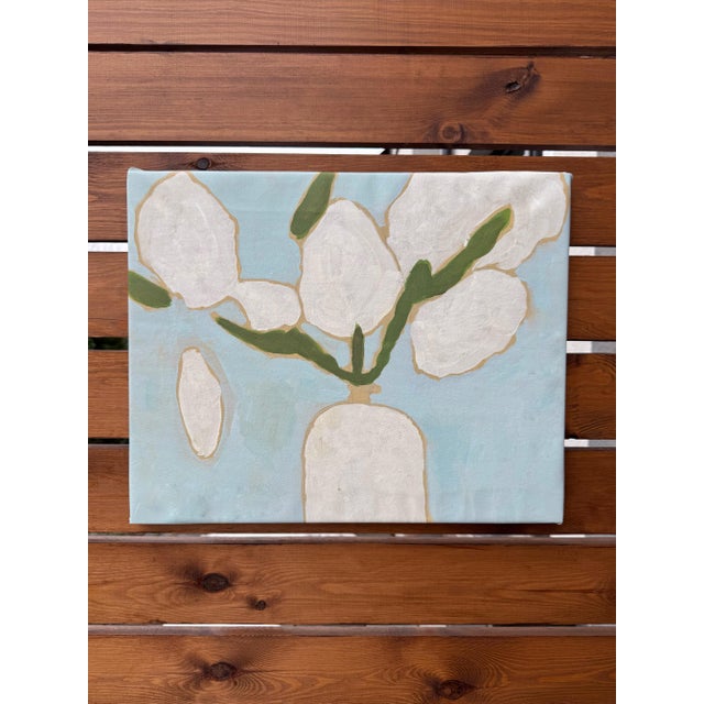 This original figurative still life painting (16x20 inches / 40x50 cm) is created in a soft post-impressionist style with...