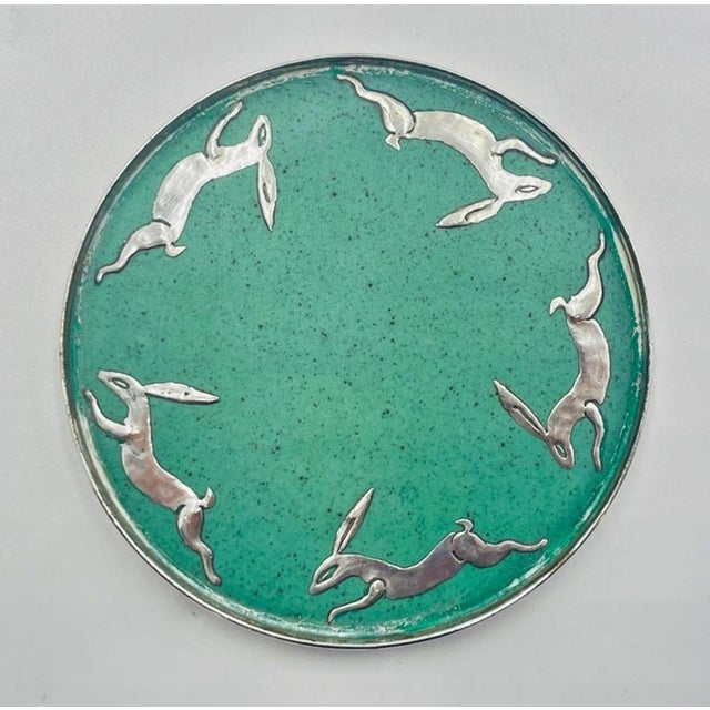 1980s Set of 6 Porcelain & Pure Silver Drink Coasters & Holder by Emilia Castillo For Sale - Image 9 of 18