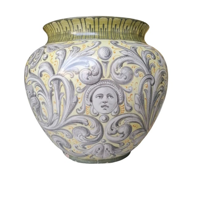 1950s Large Hand-Painted Majolica Vase, 1950s For Sale - Image 5 of 6