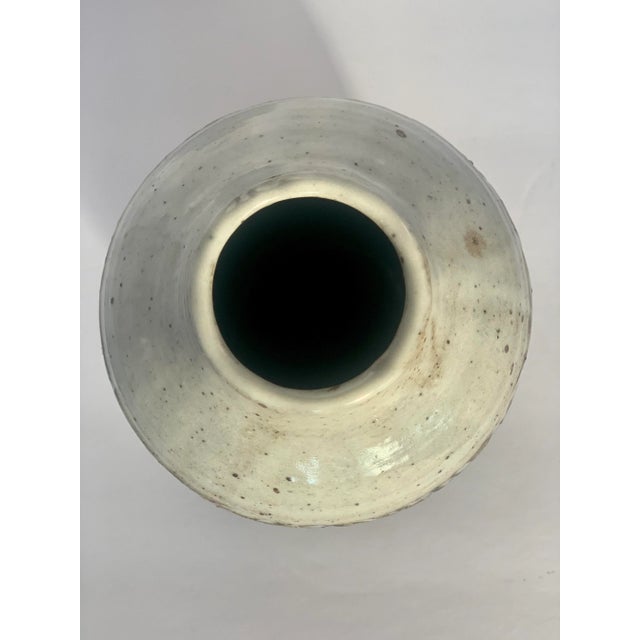 Vintage Studio Art Pottery Handcrafted, Textured Ceramic Vase, Signed For Sale - Image 4 of 11
