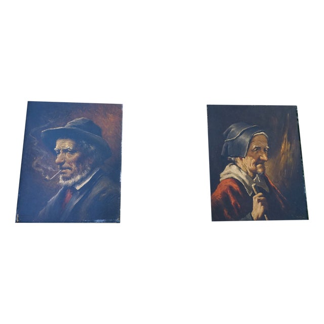 Romana Arregui, Portraits of Basque Figures, 1890s, Oil Painting on Panel, Framed, Set of 2 For Sale