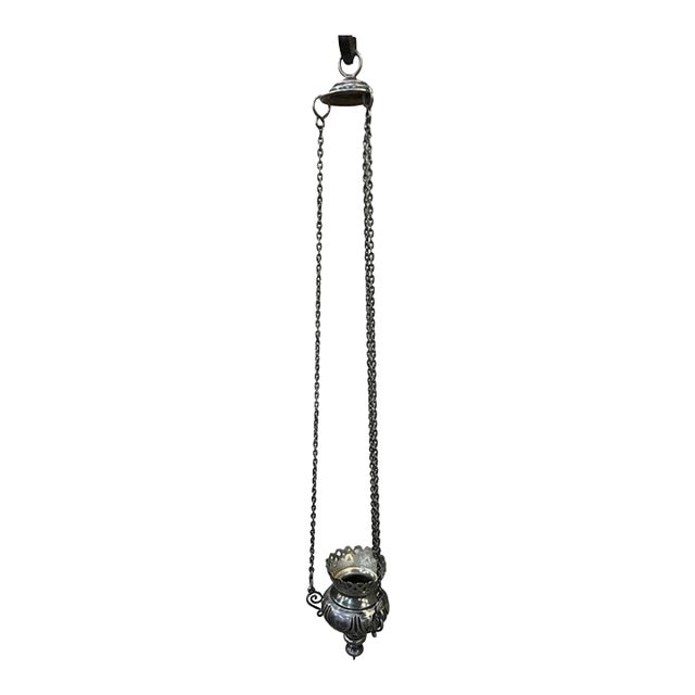 1852 Imperial Russian 84 Silver Orthodox Hanging Icon Lampada, St. Petersburg For Sale