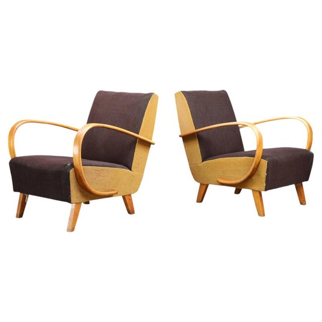 Art Deco Bentwood Lounge Chairs by Jindřich Halabala, 1940s, Set of 2 For Sale - Image 17 of 17