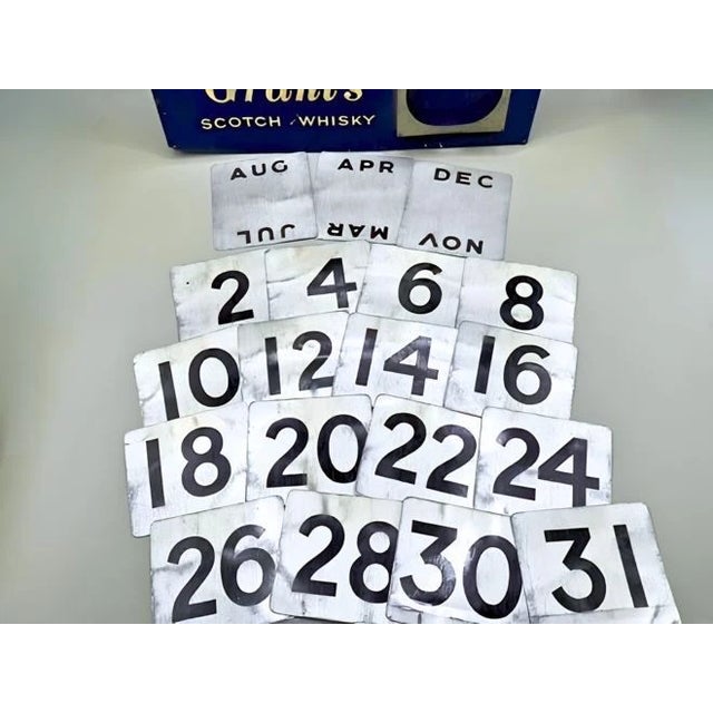 Mid-Century Modern Vintage 1960s Grant's Scotch Whisky Tin Perpetual Calendar Sign For Sale - Image 3 of 6