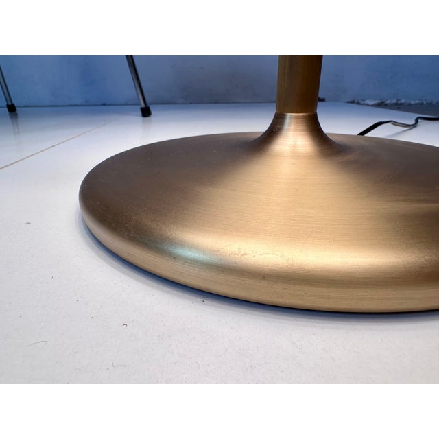 Metal Table Lamp with Brass Base and Silk Shade by Swiss Lamps International, Zurich, 1970s For Sale - Image 7 of 14