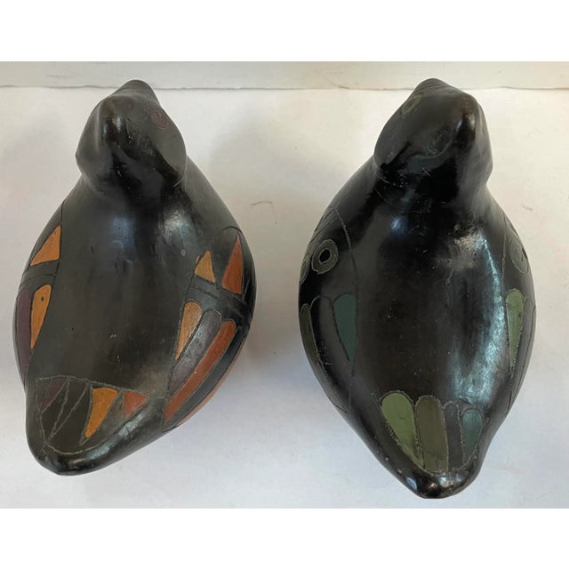 Mid 20th Century Vintage Mexican Blackware Pottery Birds - a Pair For Sale - Image 5 of 8