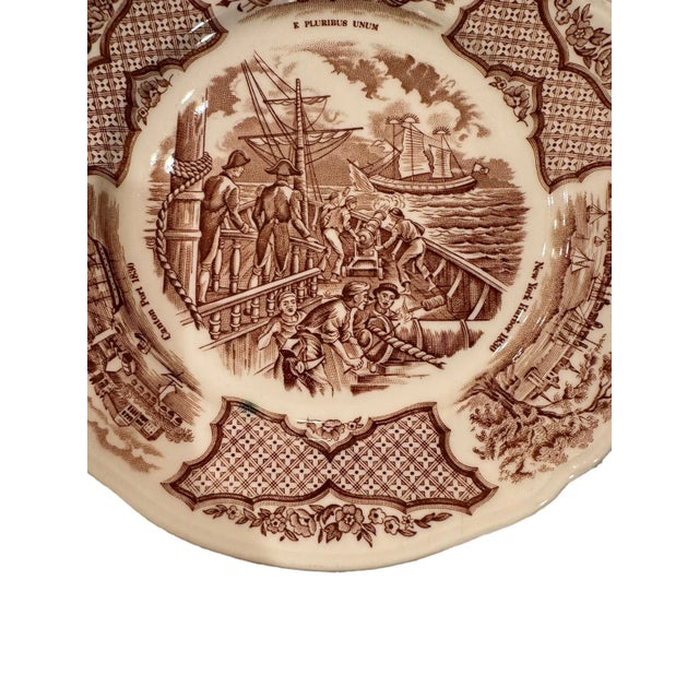 Vintage Alfred Meakin Staffordshire Fair Winds The Friendship of Salem Brown Salad Plates- Set of 10 For Sale In New York - Image 6 of 9