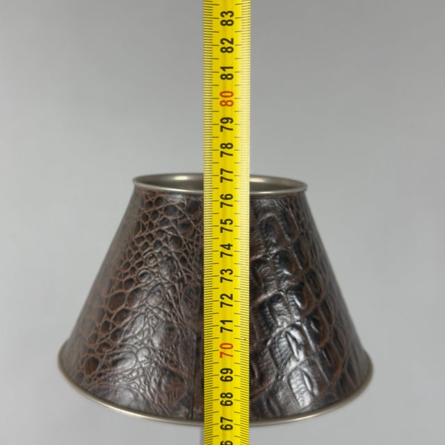 Table Lamp in Metal and Brown Leather, 1970s For Sale - Image 10 of 11