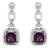 .925 Sterling Silver 6x6MM Cushion Shaped Natural Purple Amethyst and Diamond Accent Drop and Dangle Earrings (I-J Color, I1-I2 Clarity) For Sale