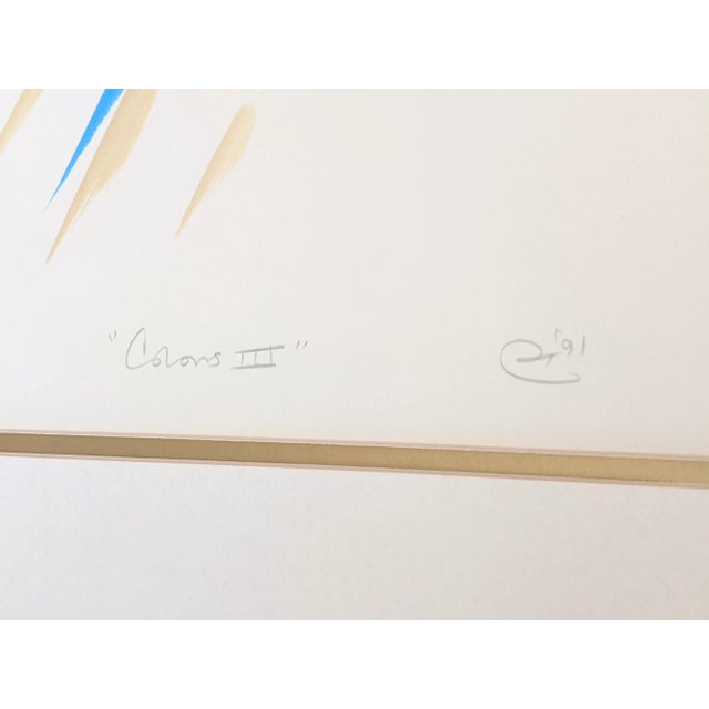 Vintage 1990s Abstract Brushstroke Painting Titled "Colors" Pencil Signed and Dated For Sale - Image 9 of 10