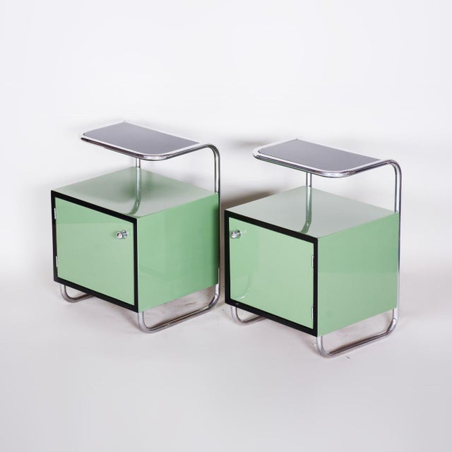 1930s Bauhaus Side Tables in Chrome and Glass by Vichr a Spol., Czech, 1930s, Set of 2 For Sale - Image 5 of 18