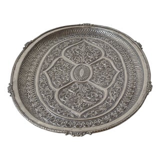 Oval Serving Tray in Silver, 1960s For Sale