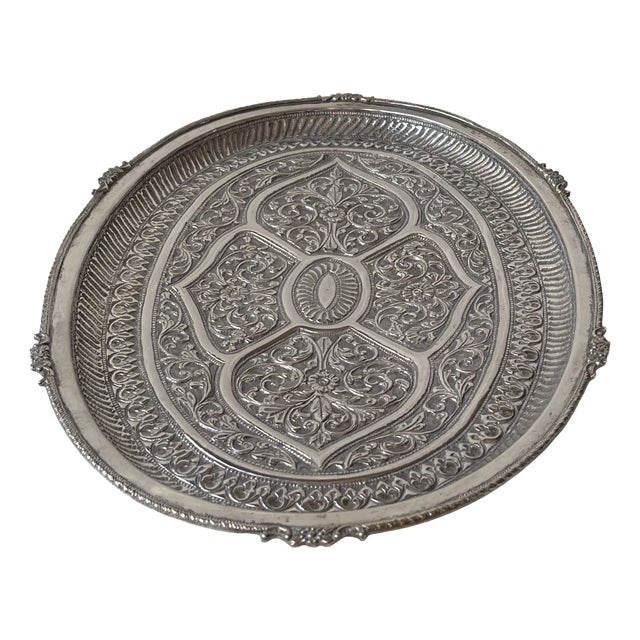 Oval Serving Tray in Silver, 1960s For Sale