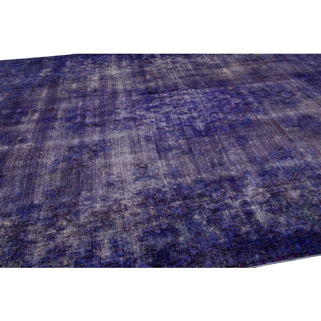 Textile Purple Vintage Overdyed Handmade Medallion Motif Oversize Wool Rug For Sale - Image 7 of 9