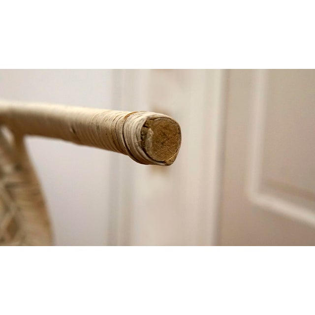 Mid 20th Century White Wicker Round Two Tier Side Table For Sale In Los Angeles - Image 6 of 13