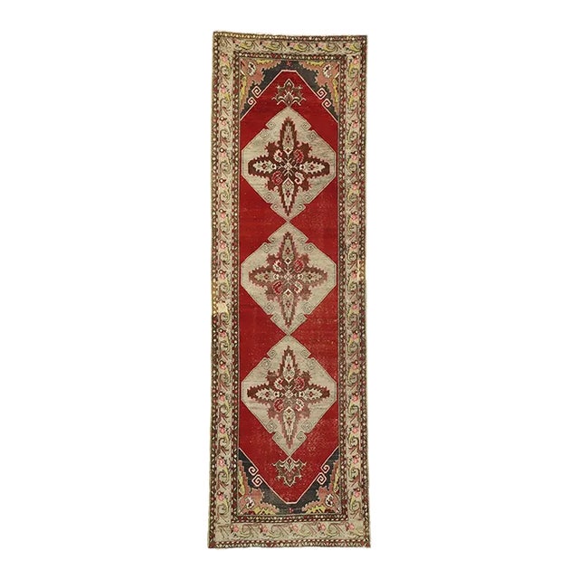 Vintage Turkish Oushak Rug Runner - 03'07 X 11'07 For Sale