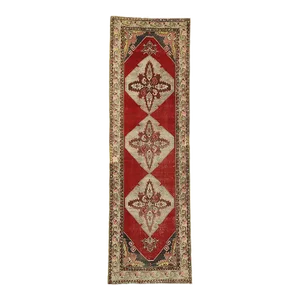 Vintage Turkish Oushak Rug Runner - 03'07 X 11'07