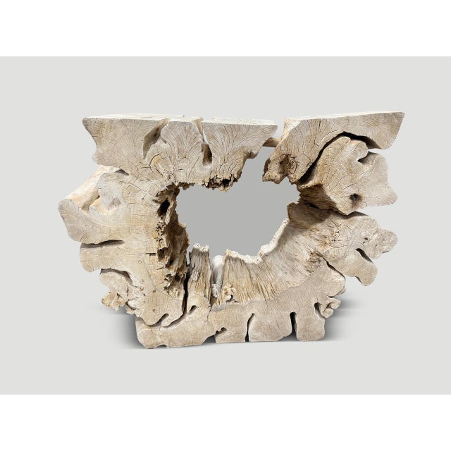 Andrianna Shamaris Bleached Organic Wood Console Table For Sale - Image 17 of 18