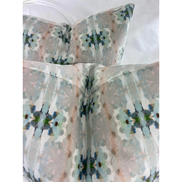 Transitional "Miss Ella" in Teal 22" Pillows-A Pair For Sale - Image 3 of 4