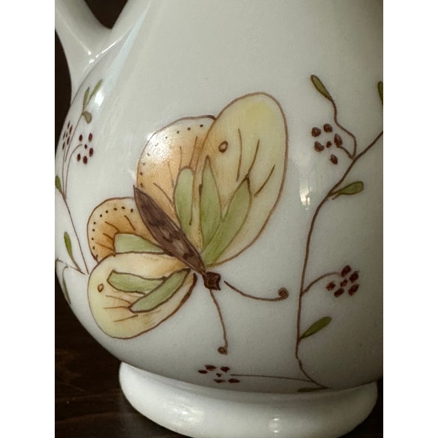 Vintage Mid 20th Century Hand Painted White Porcelain Creamer For Sale - Image 9 of 12