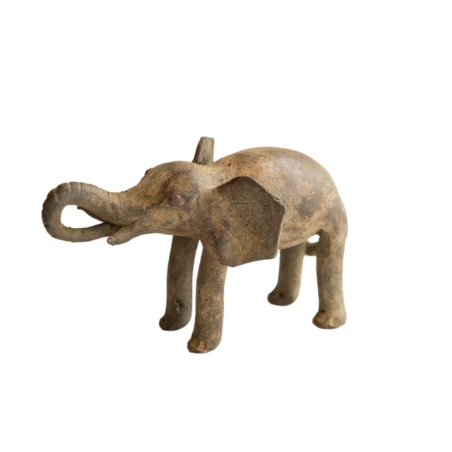 Bronze Vintage African Elephant Eating Sculpture For Sale - Image 8 of 8