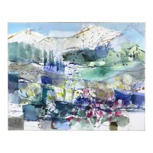 Mountain Spring - Layered Abstract Landscape Colorfield Painting Original Artwork by Greet Helsen