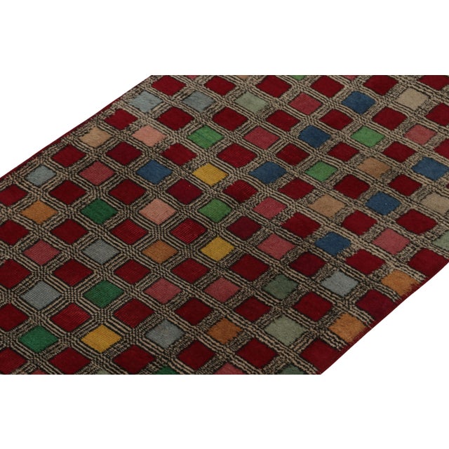 Rug & Kilim 1960s Vintage Mid-Century Runner in Red With Multicolor Geometric Patterns For Sale - Image 4 of 8