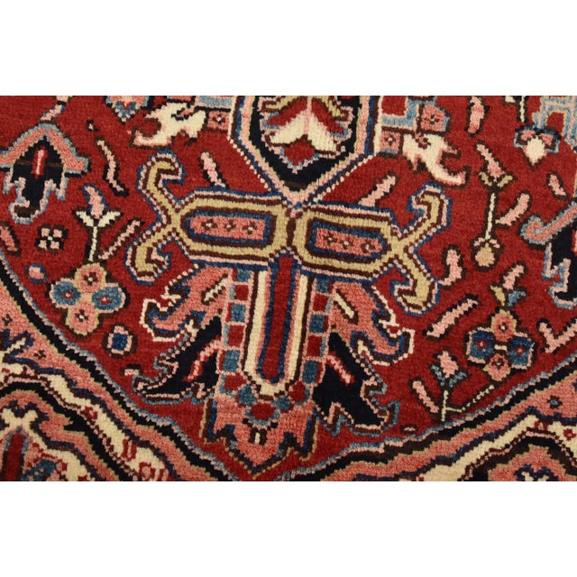 1980s Vintage Tribal Rug 7’8” X 11’4” Red Wool Hand-Knotted Oriental Carpet For Sale - Image 5 of 14