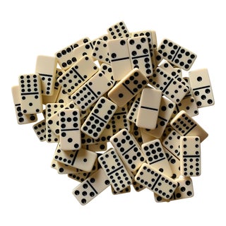 Mid Century Bakelite Domino Double 12 Complete Game Set in Original Case For Sale