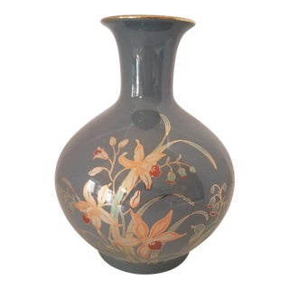 Vintage Japanese Porcelain Floral Vase For Sale