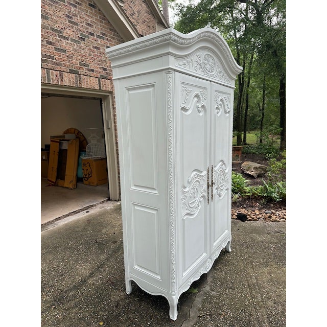 Vintage Hendricks Armoire Painted White For Sale - Image 4 of 7