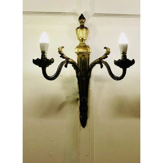 Gold French Neo Classical Brass Wall Lights, 1890s, Set of 2 For Sale - Image 8 of 9