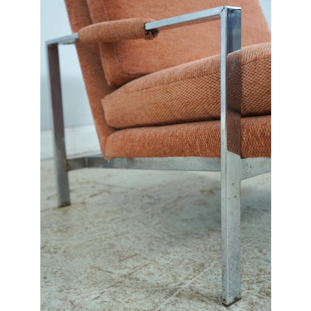 Pair of Milo Baughman Chrome Frame Arm Chairs For Sale - Image 10 of 18
