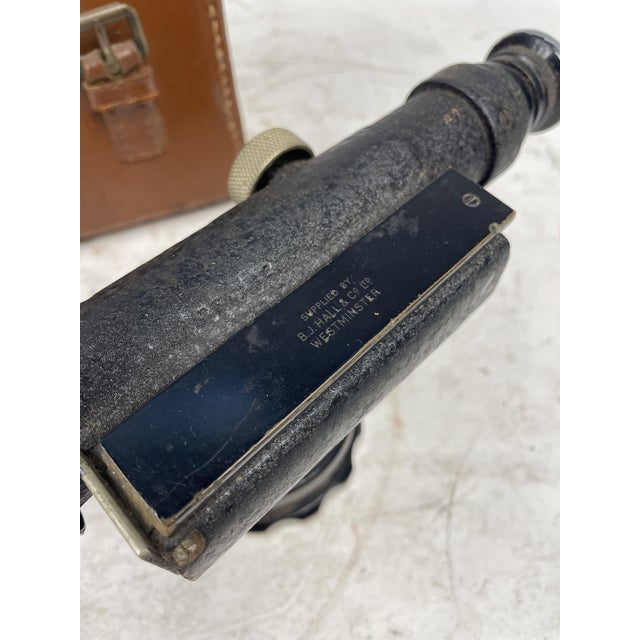 Antique Theodolite Made in England, 1940s. with original leather case, missing lid. Excellent furnishing object